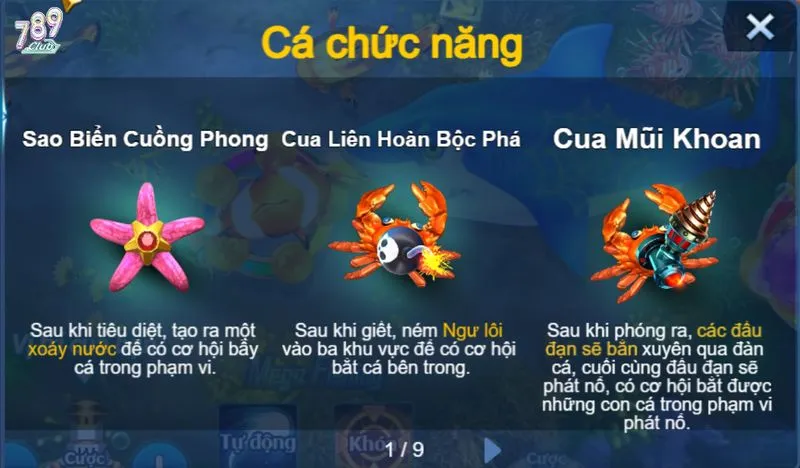 Những loại vũ khí độc đáo chỉ có tại Mega fishing 789club